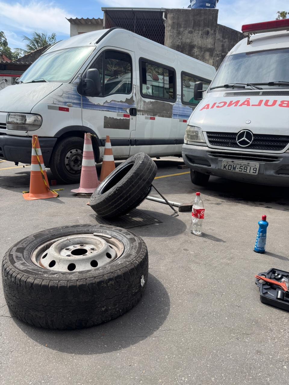 Reparo em pneu de caminhonete